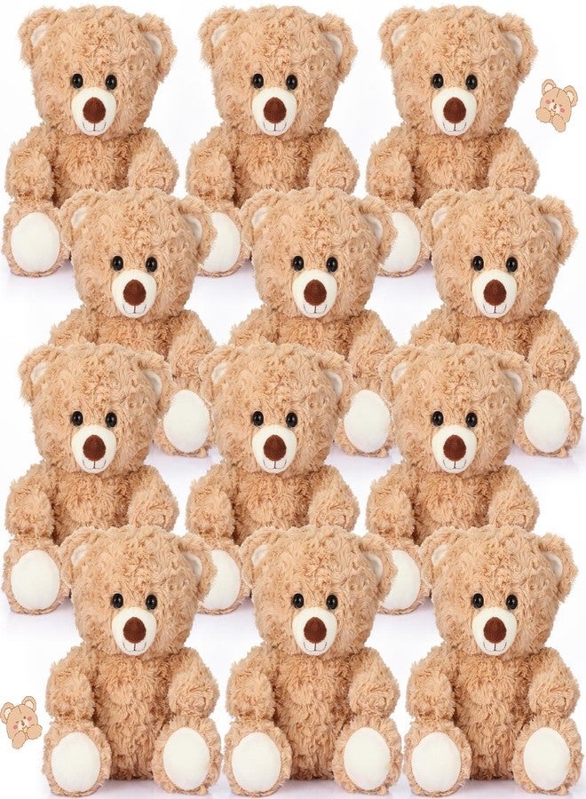 Silipull 12 Pieces 8 Inch Bear Stuffed Animal Soft Stuffed Bear Plush Toys Bulk Party Favors Animal Decorations for Birthday Baby Shower Party Centerpiece Valentines Favor(Brown) - Image 1